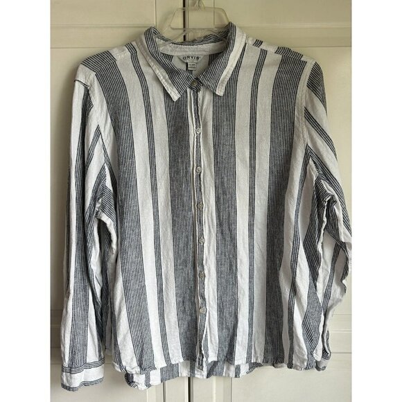 Orvis Ladies Women's Long Sleeve Button Front Linen Blend Top Shirt Size XXL  2X - Picture 1 of 12